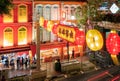 Singapore-22 JAN 2020Ã¯Â¼Å¡singapore chinatown chinese new year street decoration light night view Royalty Free Stock Photo